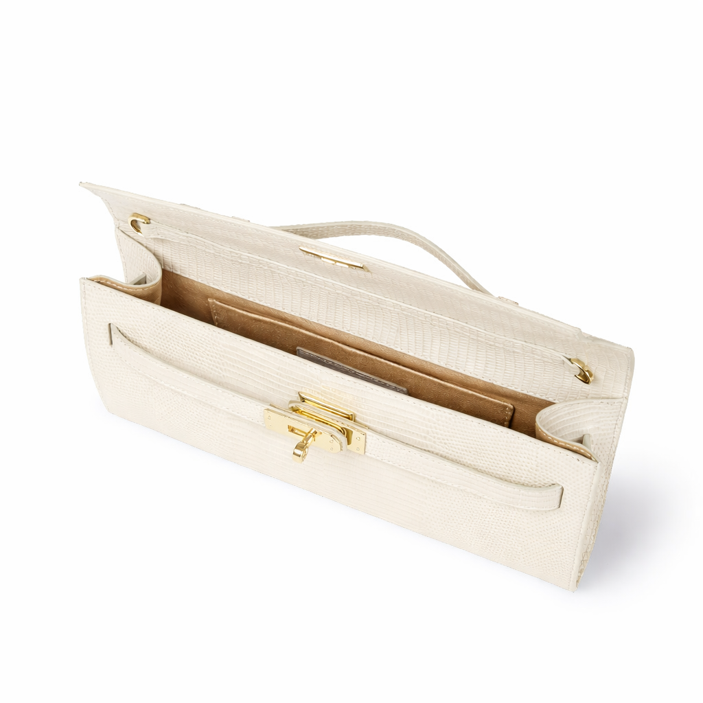 Jade Tejus cluch in pelle con chiusura  manico retrattile e tracolla staccabile e regolabile