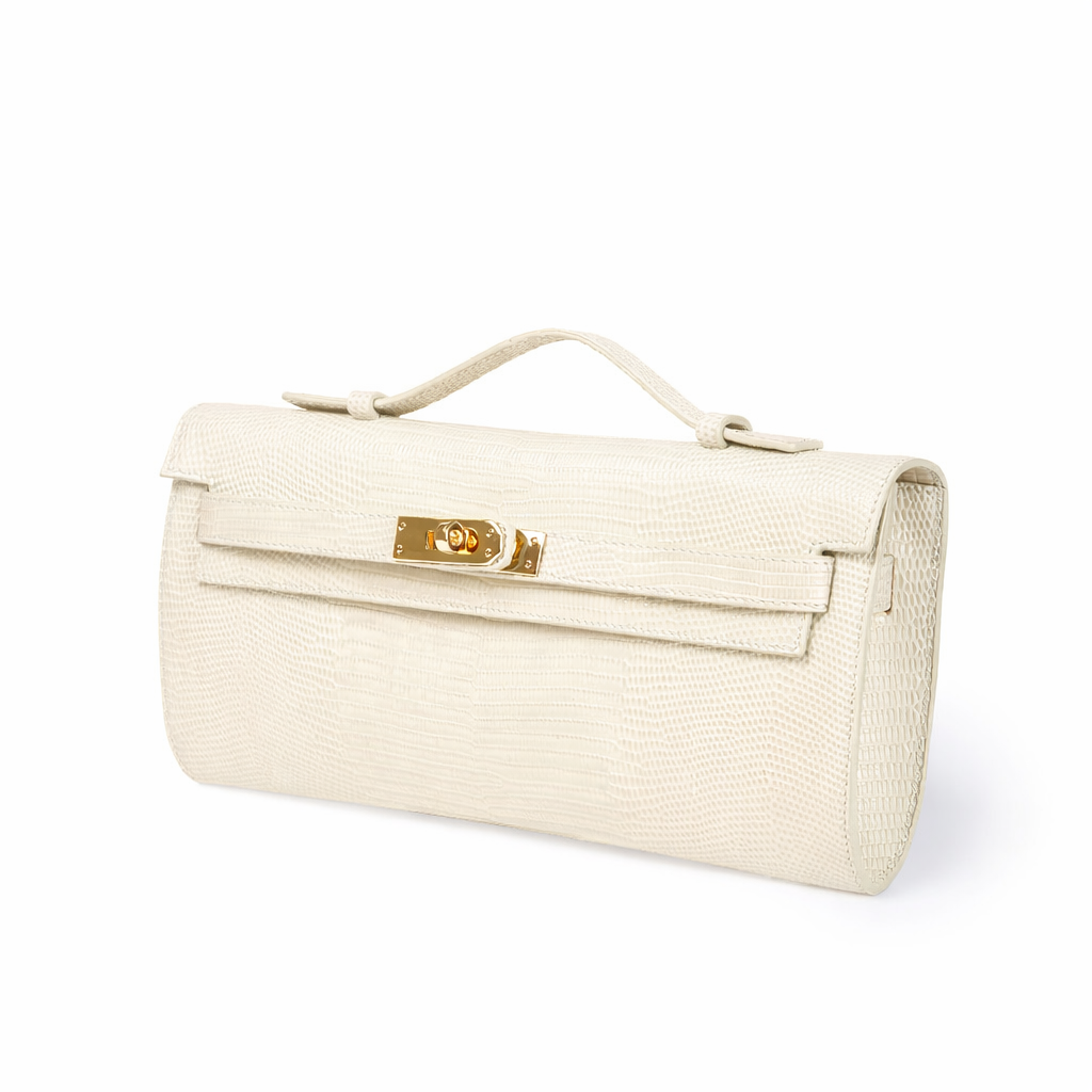 Jade Tejus cluch in pelle con chiusura  manico retrattile e tracolla staccabile e regolabile