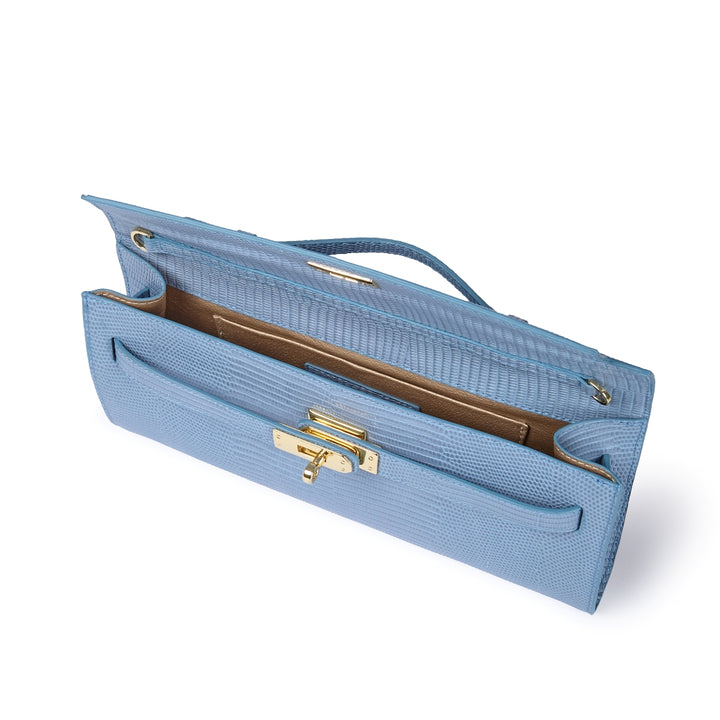 Jade Tejus cluch in pelle con chiusura  manico retrattile e tracolla staccabile e regolabile