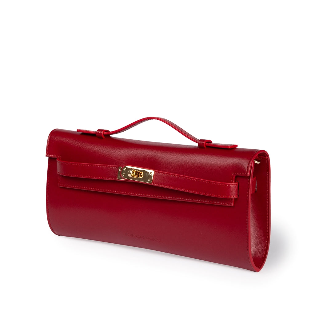 Jade cluch borsa in pelle con chiusura  manico retrattile e tracolla staccabile e regolabile
