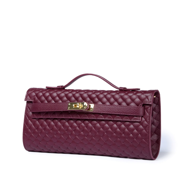 Jade Woven cluch borsa in pelle con chiusura  manico retrattile e tracolla staccabile e regolabile