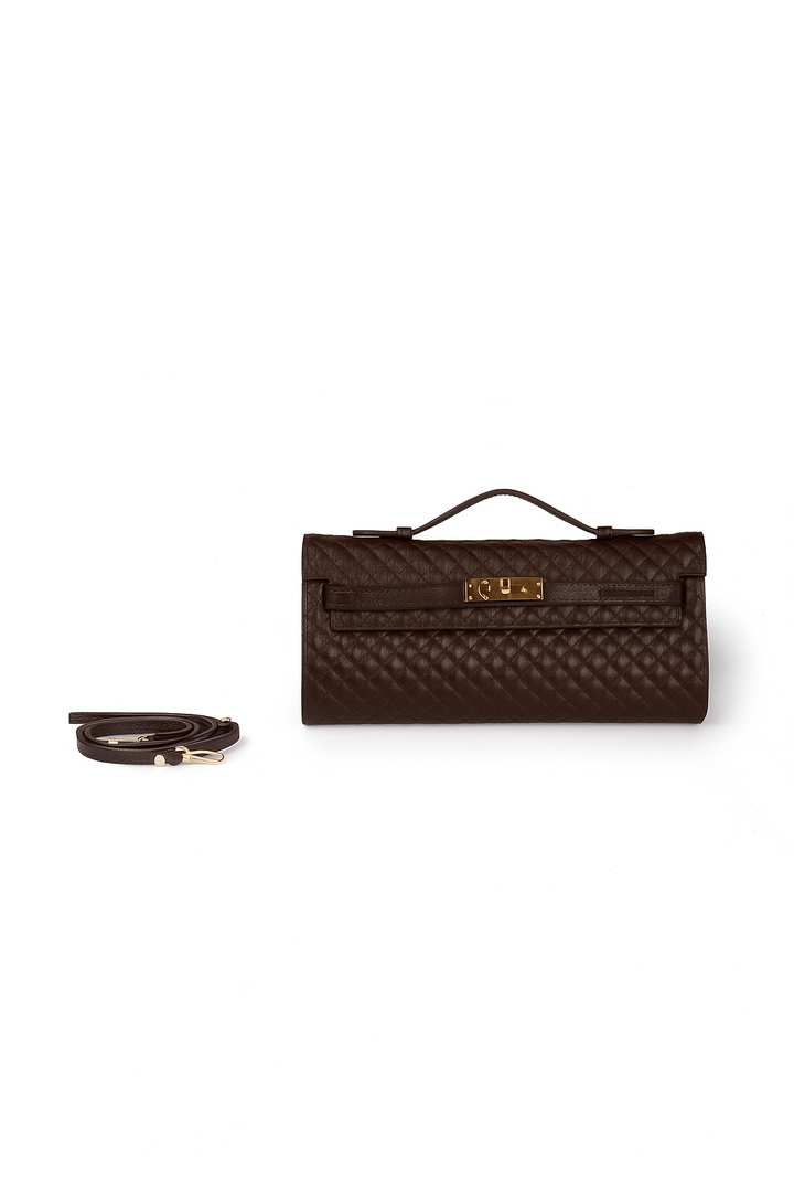Jade Woven cluch borsa in pelle con chiusura  manico retrattile e tracolla staccabile e regolabile