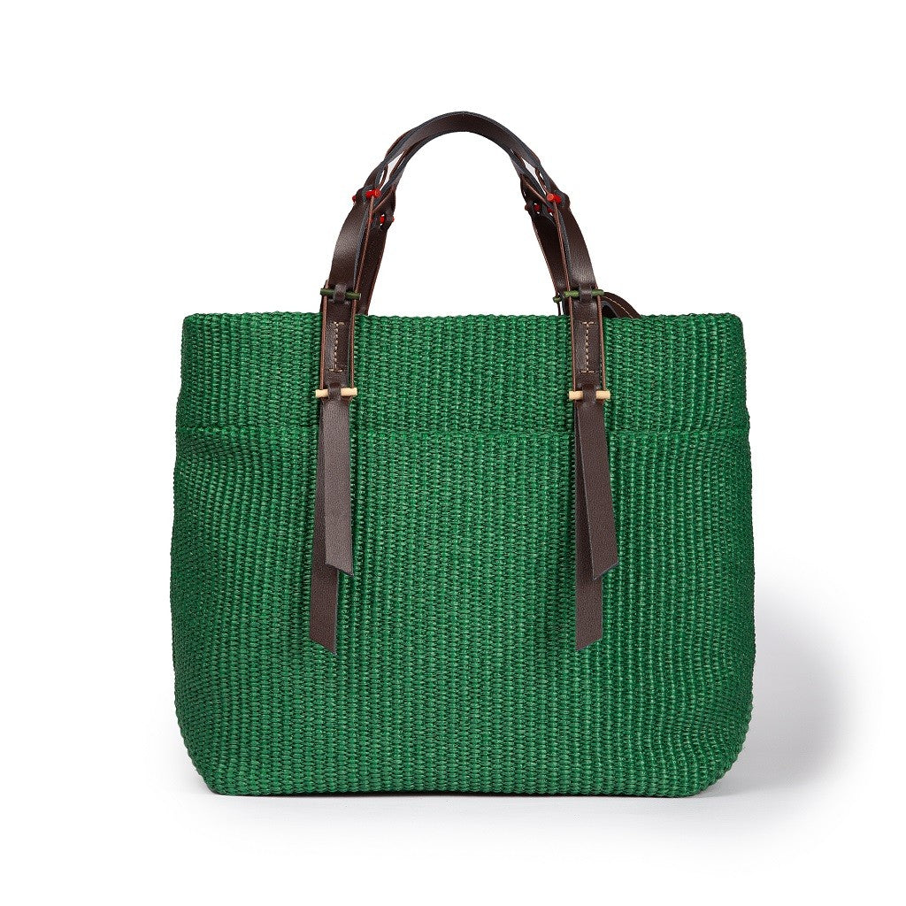 Fernanda Tote  in rafia  con finiture in pelle di vitello a doppia portabilità mano o shopping