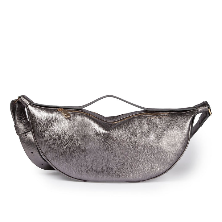 Roberta Gandolfi Micol Banana cross body in vitello martellato metal con tracolla regolabile