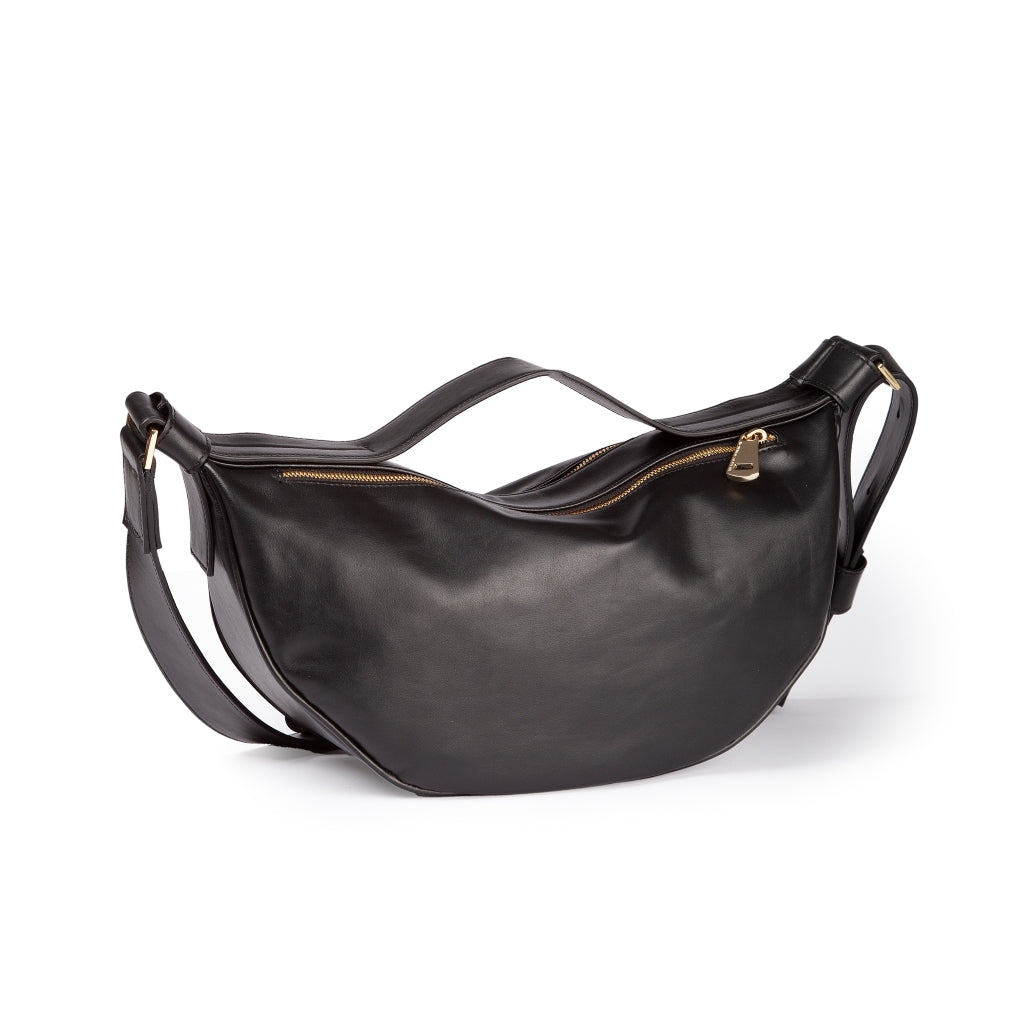 Micol Banana small cross body in smooth calfskin with adjustable shoulder strap