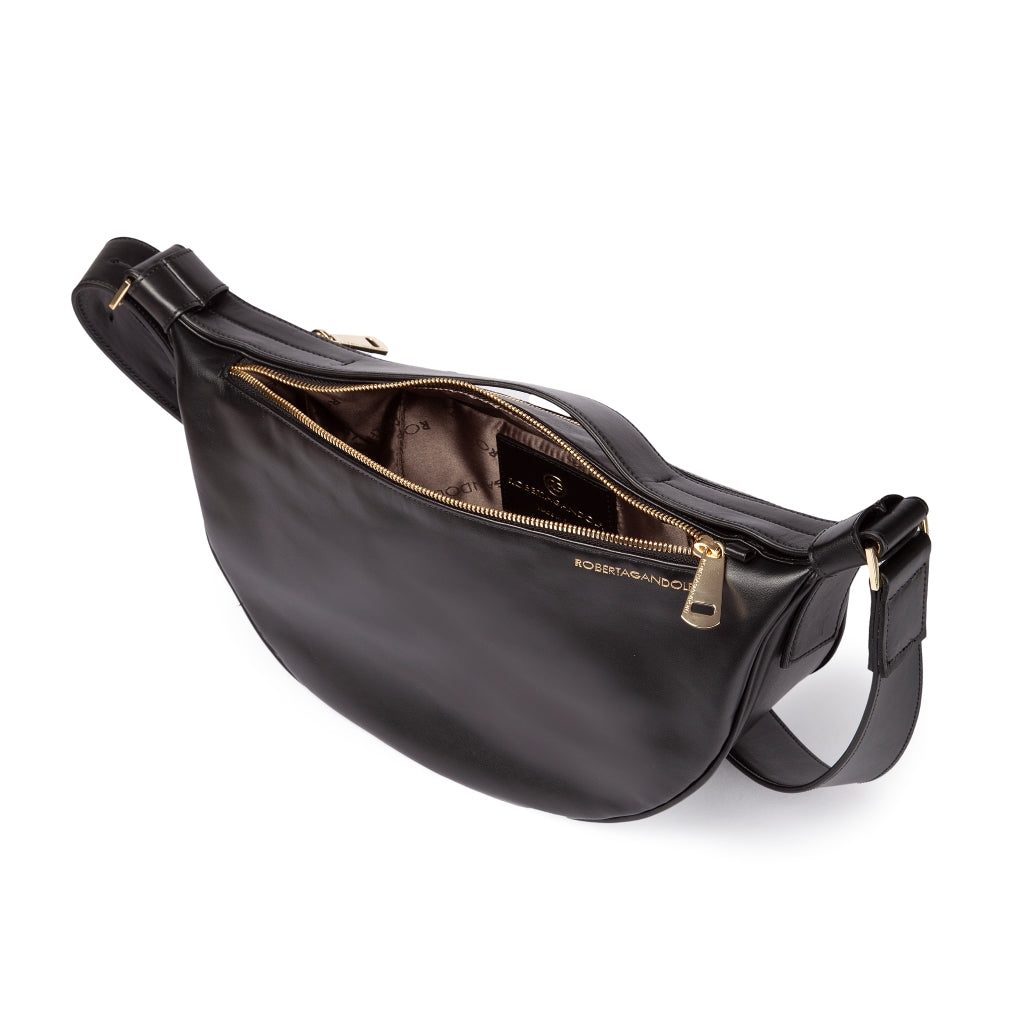 Micol Banana small cross body in smooth calfskin with adjustable shoulder strap
