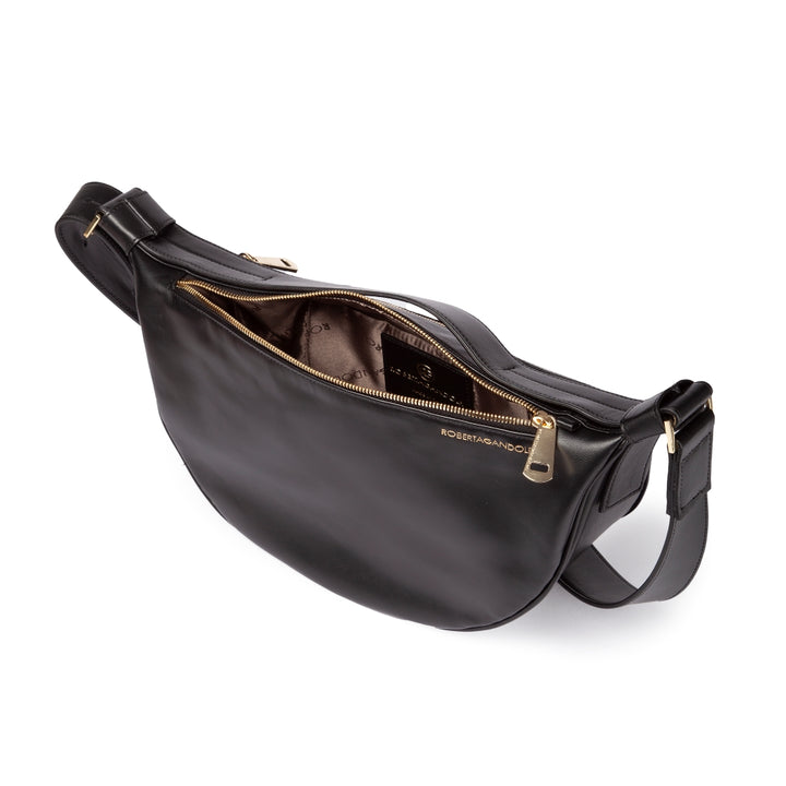 Micol Banana small cross body in smooth calfskin with adjustable shoulder strap