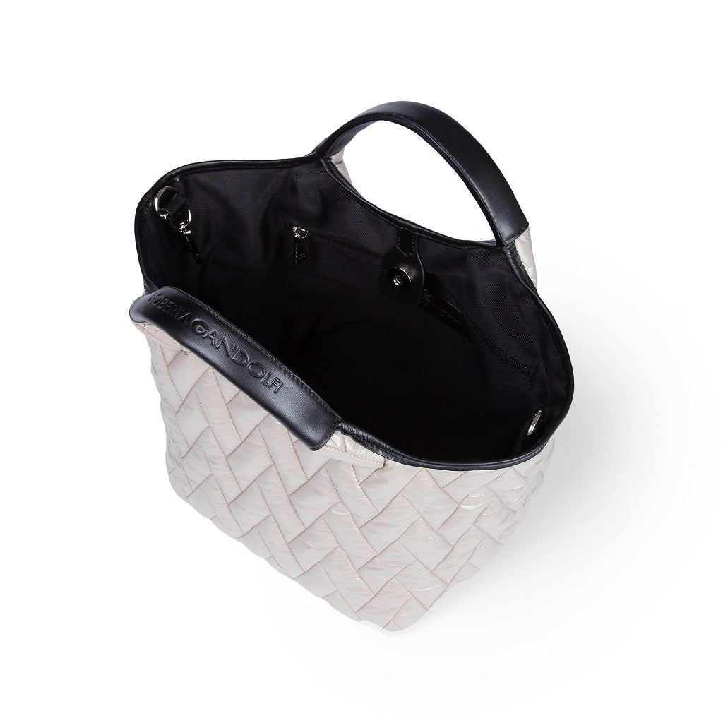 Joy Puffy convertible bag 5 models in 1 in anti-drop fabric, calfskin finishes and detachable shoulder strap