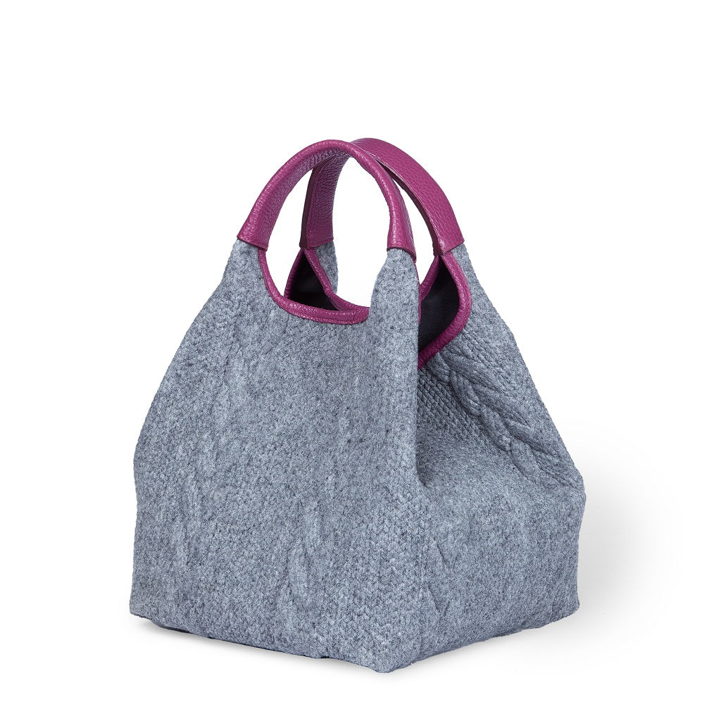 Joy Wool borsa trasformabile 5 modelli in 1 in tessuto di lana riciclato finiture in pelle di vitello e tracolla staccabile