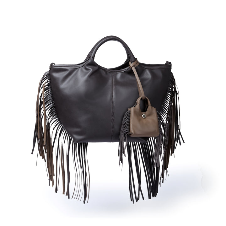Joy Fringes 5 in 1 borsa in pelle trasformabile con tracolla staccabile e charms porta AirPods