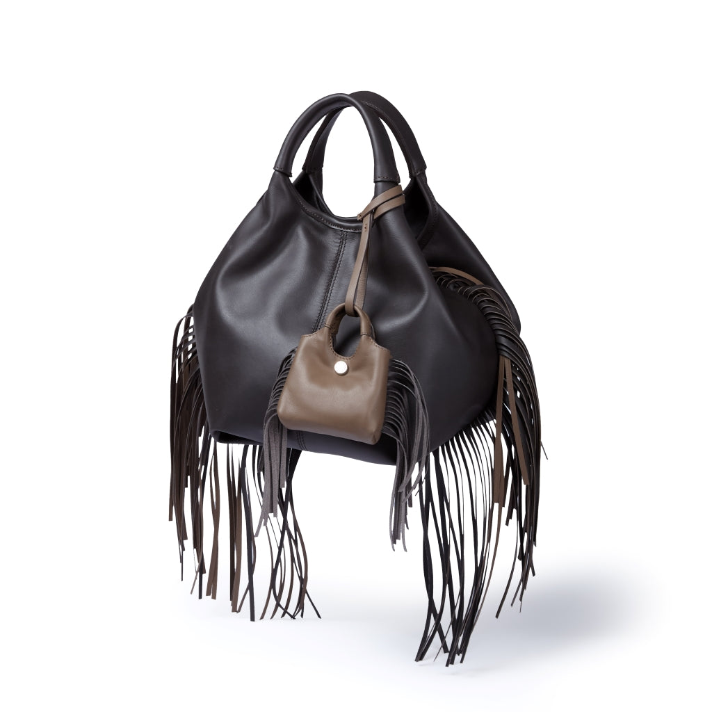 Joy Fringes 5 in 1 borsa in pelle trasformabile con tracolla staccabile e charms porta AirPods