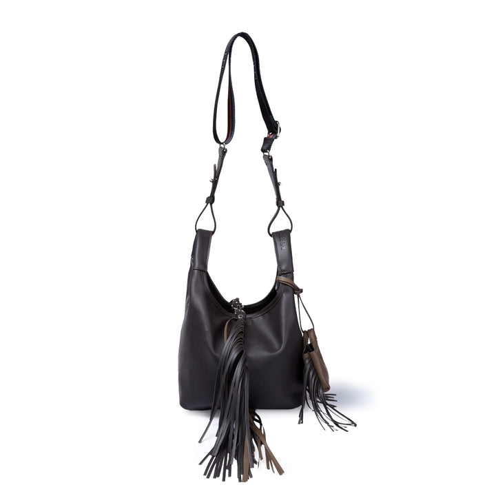 Joy Fringes 5 in 1 borsa in pelle trasformabile con tracolla staccabile e charms porta AirPods
