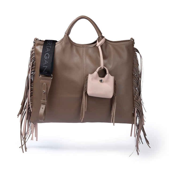 Joy Fringes 5 in 1 borsa in pelle trasformabile con tracolla staccabile e charms porta AirPods