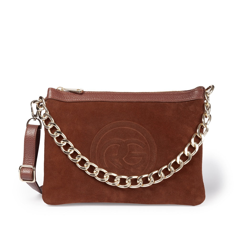 Amina small leather handbag with wrapped tubular handle and detachable shoulder strap