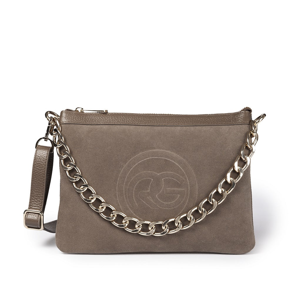 Amina small leather handbag with wrapped tubular handle and detachable shoulder strap
