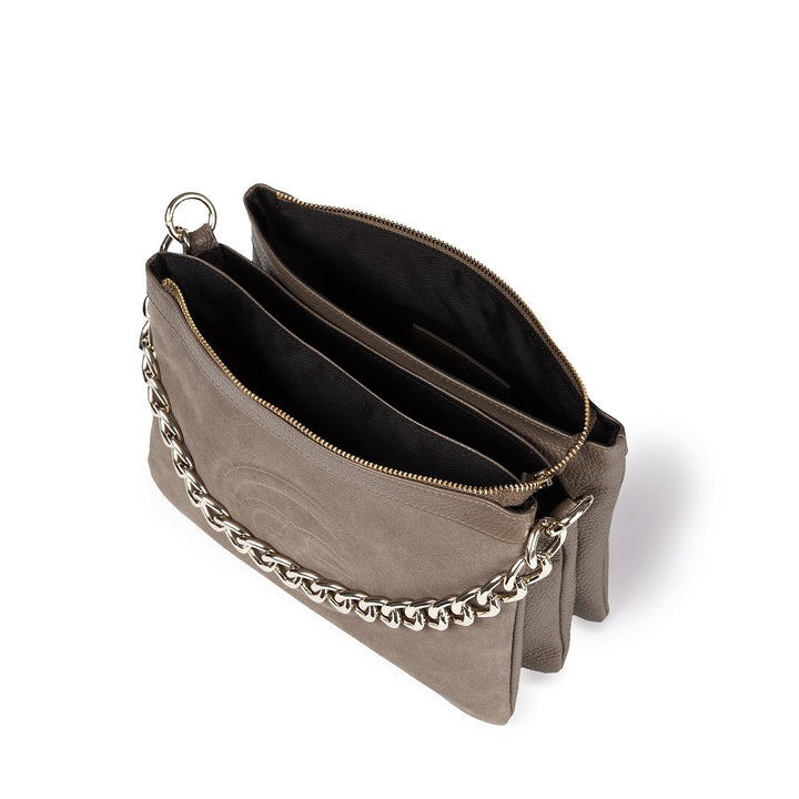 Amina small leather handbag with wrapped tubular handle and detachable shoulder strap