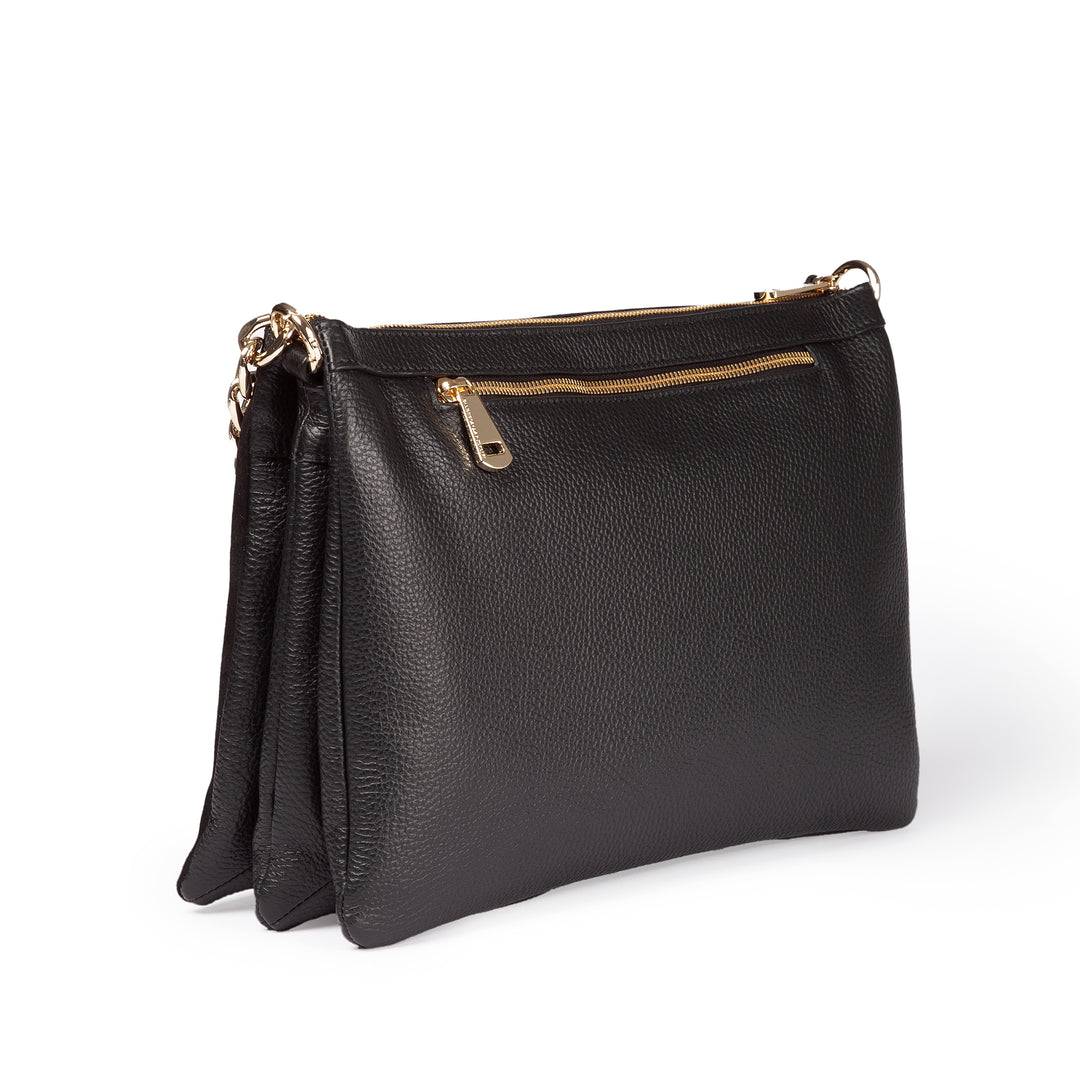 Alice large borsa in camoscio e pelle martellata con tracolla regolabile e staccabile
