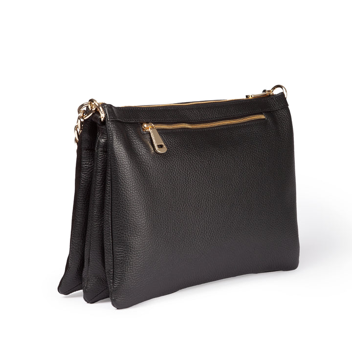 Alice large borsa in camoscio e pelle martellata con tracolla regolabile e staccabile