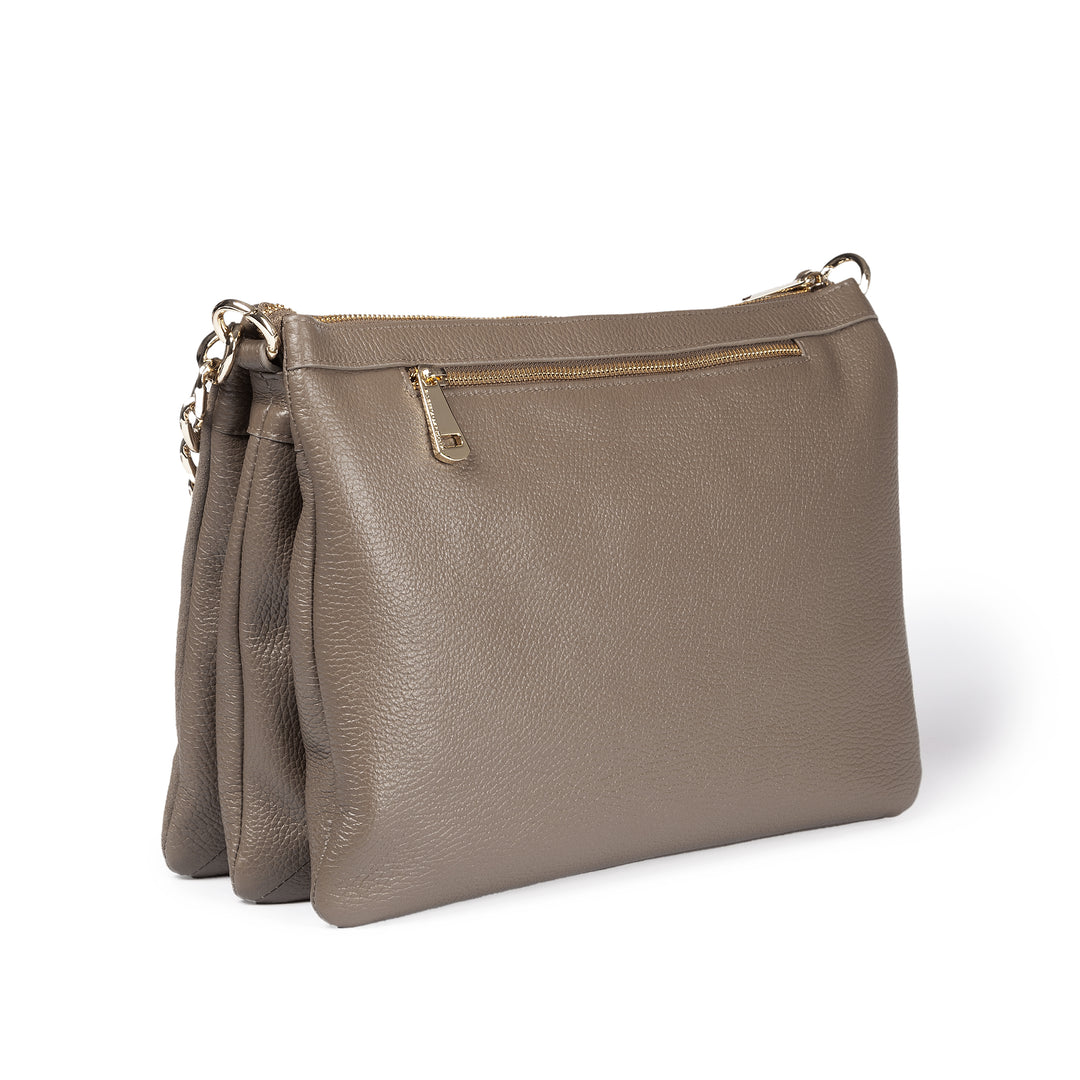 Alice large borsa in camoscio e pelle martellata con tracolla regolabile e staccabile