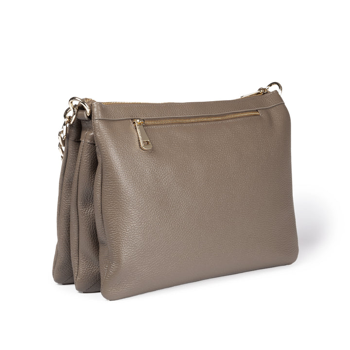 Alice large borsa in camoscio e pelle martellata con tracolla regolabile e staccabile