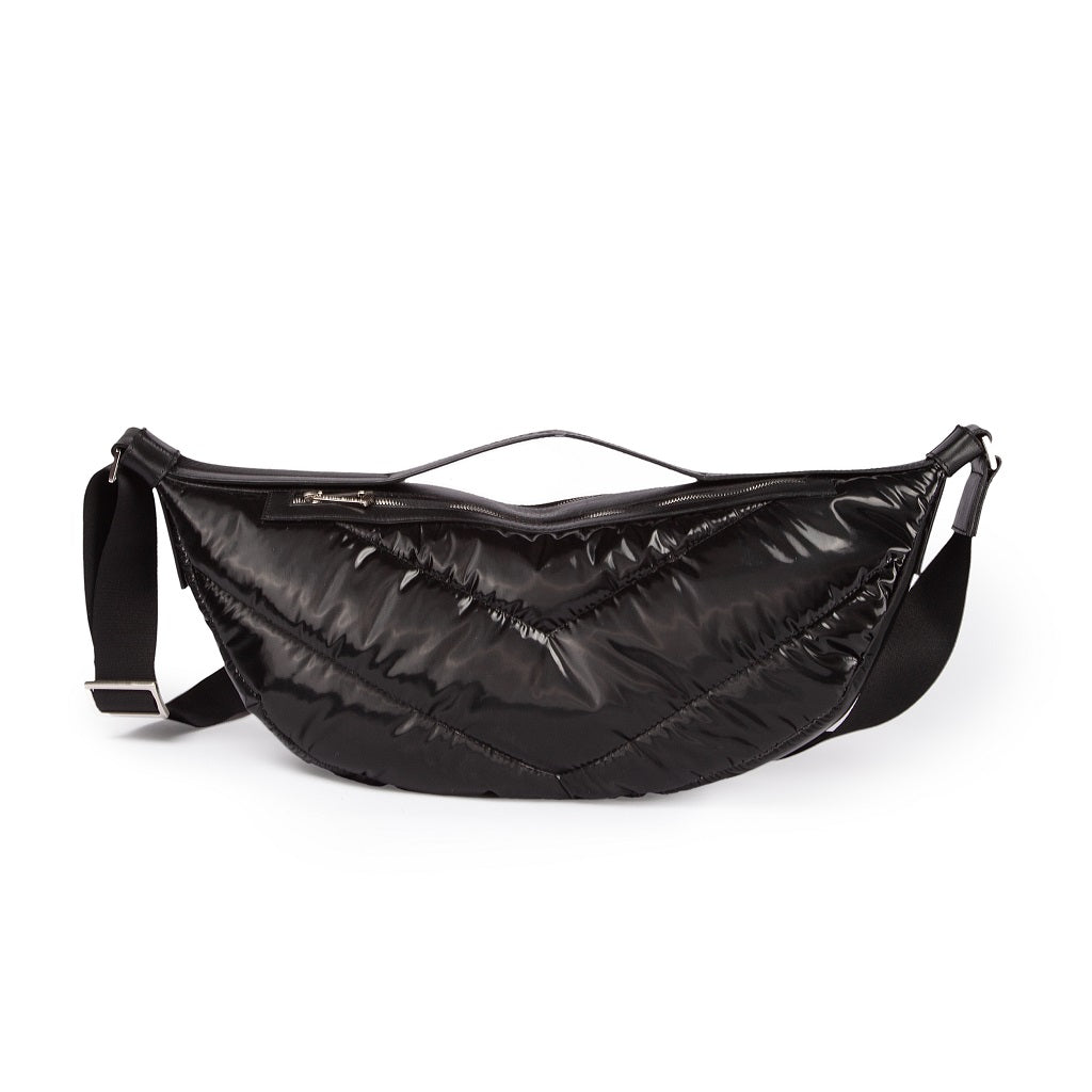 Isabel banana large  tessuto antigoccia imbottita con finiture in pelle e tracolla regolabile