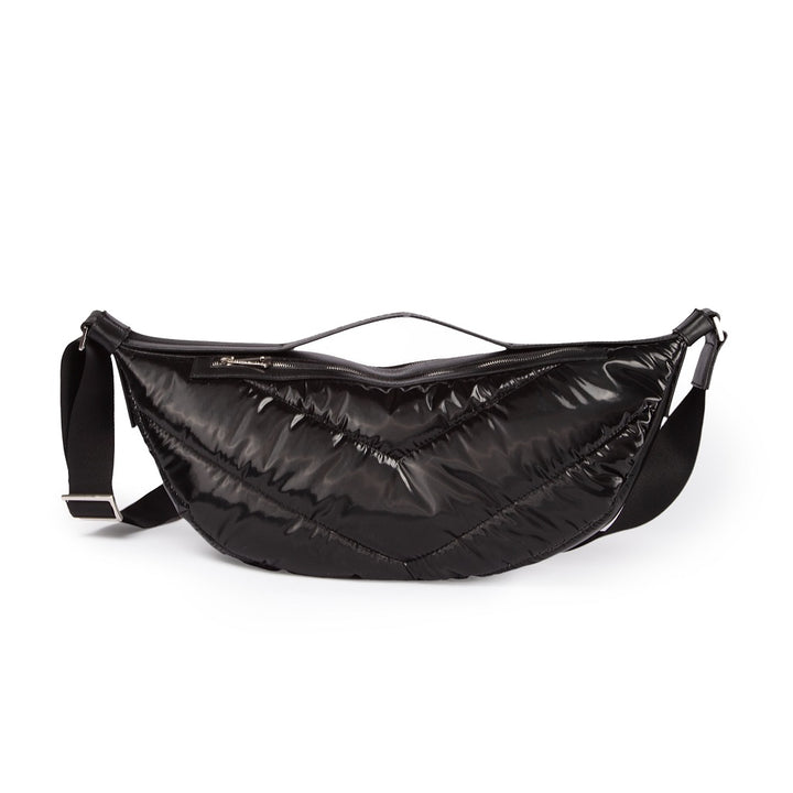 Isabel banana large  tessuto antigoccia imbottita con finiture in pelle e tracolla regolabile