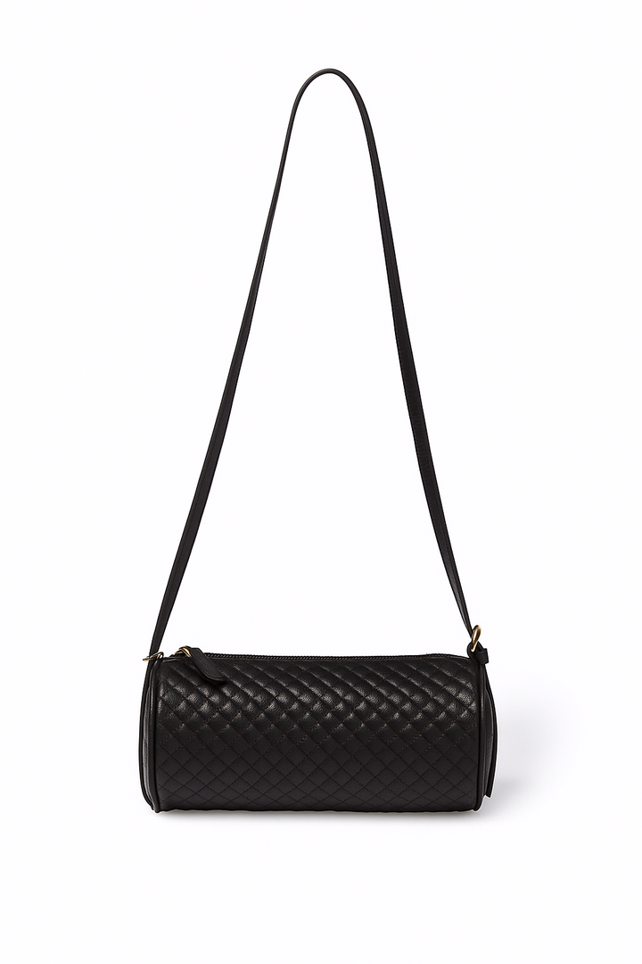 Asia Woven  Borsa a Cilindro in Pelle Stampata con tracolla regolabile
