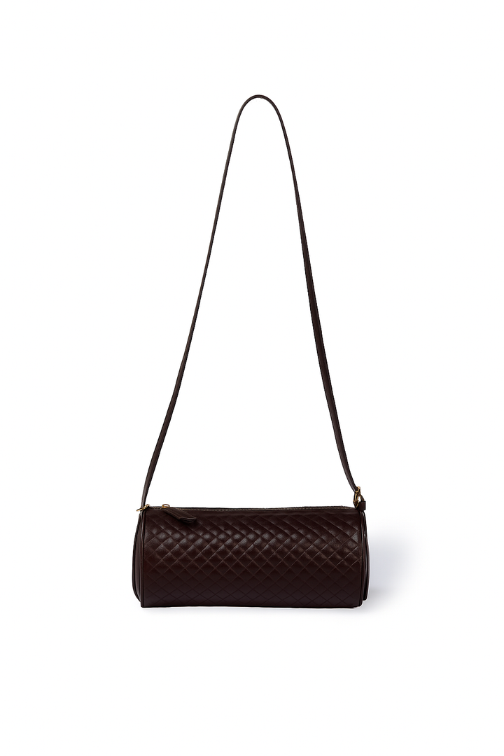 Asia Woven  Borsa a Cilindro in Pelle Stampata con tracolla regolabile