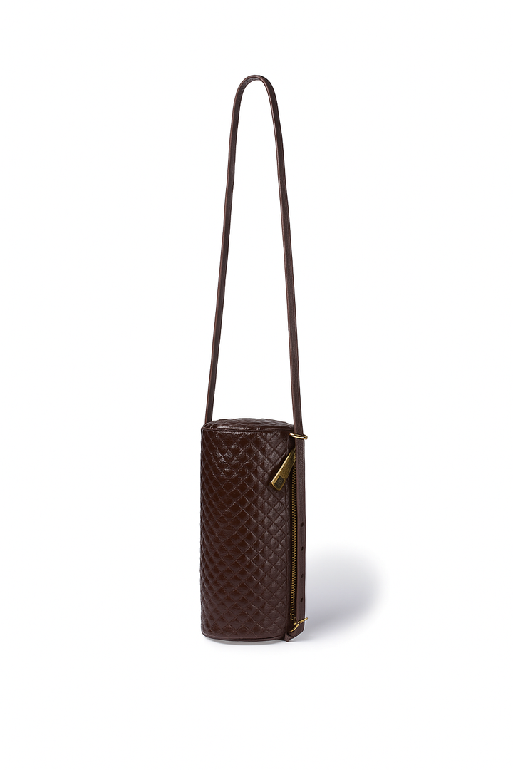 Asia Woven  Borsa a Cilindro in Pelle Stampata con tracolla regolabile