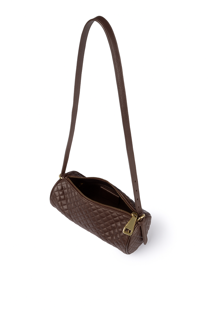 Asia Woven  Borsa a Cilindro in Pelle Stampata con tracolla regolabile