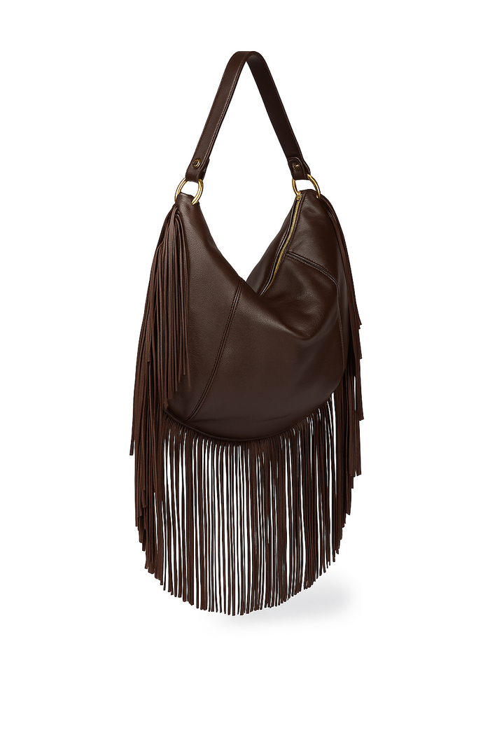 Amina small leather handbag with wrapped tubular handle and detachable shoulder strap