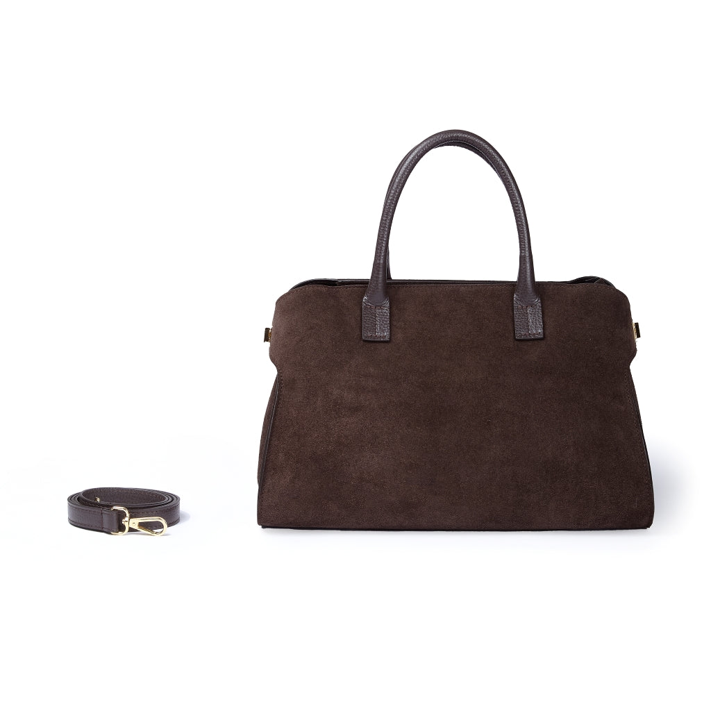 Elodie bowling medium leather handbag with detachable and adjustable shoulder strap