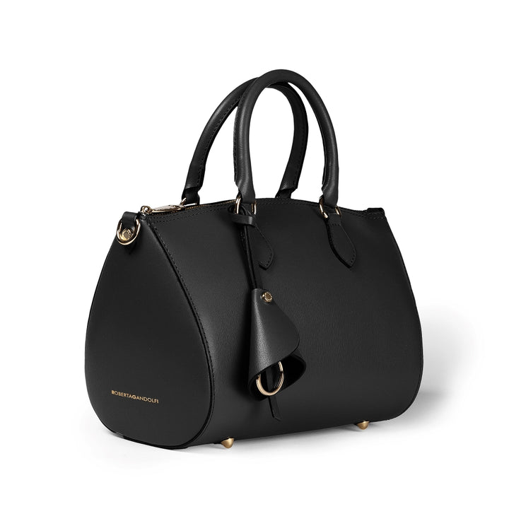 Nicole bowling bag in "light saffiano" print leather with detachable and adjustable shoulder strap