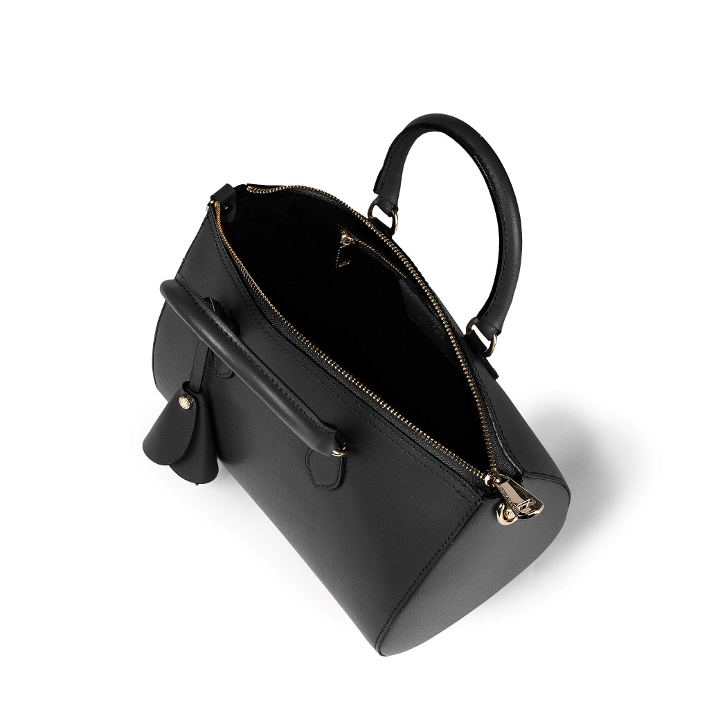Nicole bowling bag in "light saffiano" print leather with detachable and adjustable shoulder strap