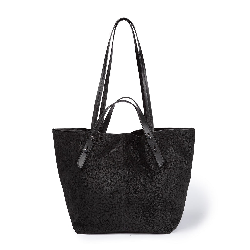 Giuditta Tote in metallic leather with micro animalier print