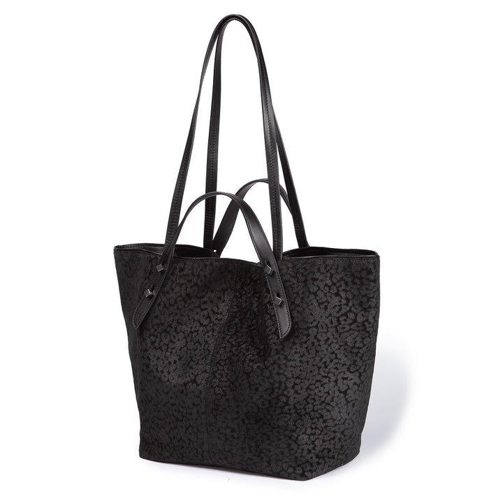 Giuditta Tote in metallic leather with micro animalier print