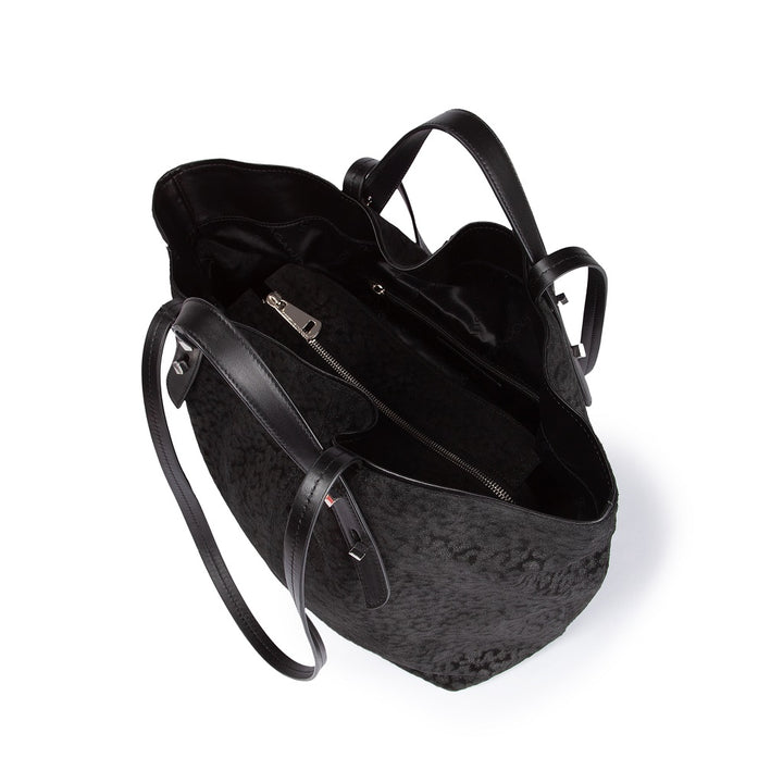 Giuditta Tote in metallic leather with micro animalier print