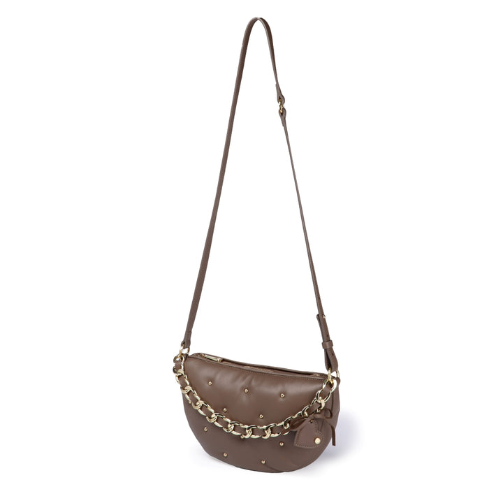 Marika purse in soft nappa with chain shoulder strap and leather sleeve