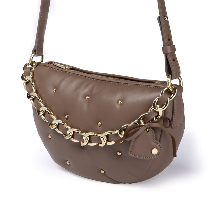 Marika purse in soft nappa with chain shoulder strap and leather sleeve
