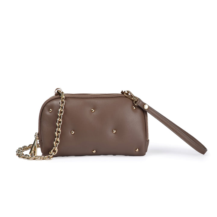 Marika purse in soft nappa with chain shoulder strap and leather sleeve