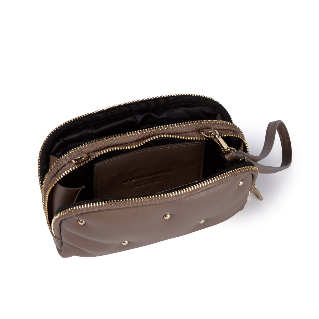 Marika purse in soft nappa with chain shoulder strap and leather sleeve