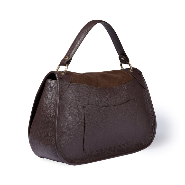 Roberta Suede – Borsa messenger large in camoscio e pelle martellata con tracolla regolabile