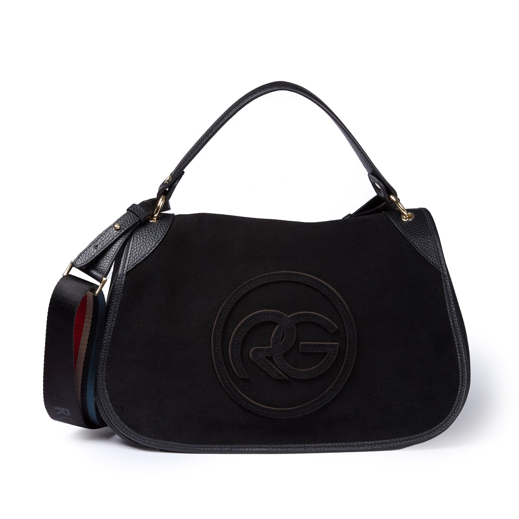 Roberta Suede – Borsa messenger large in camoscio e pelle martellata con tracolla regolabile