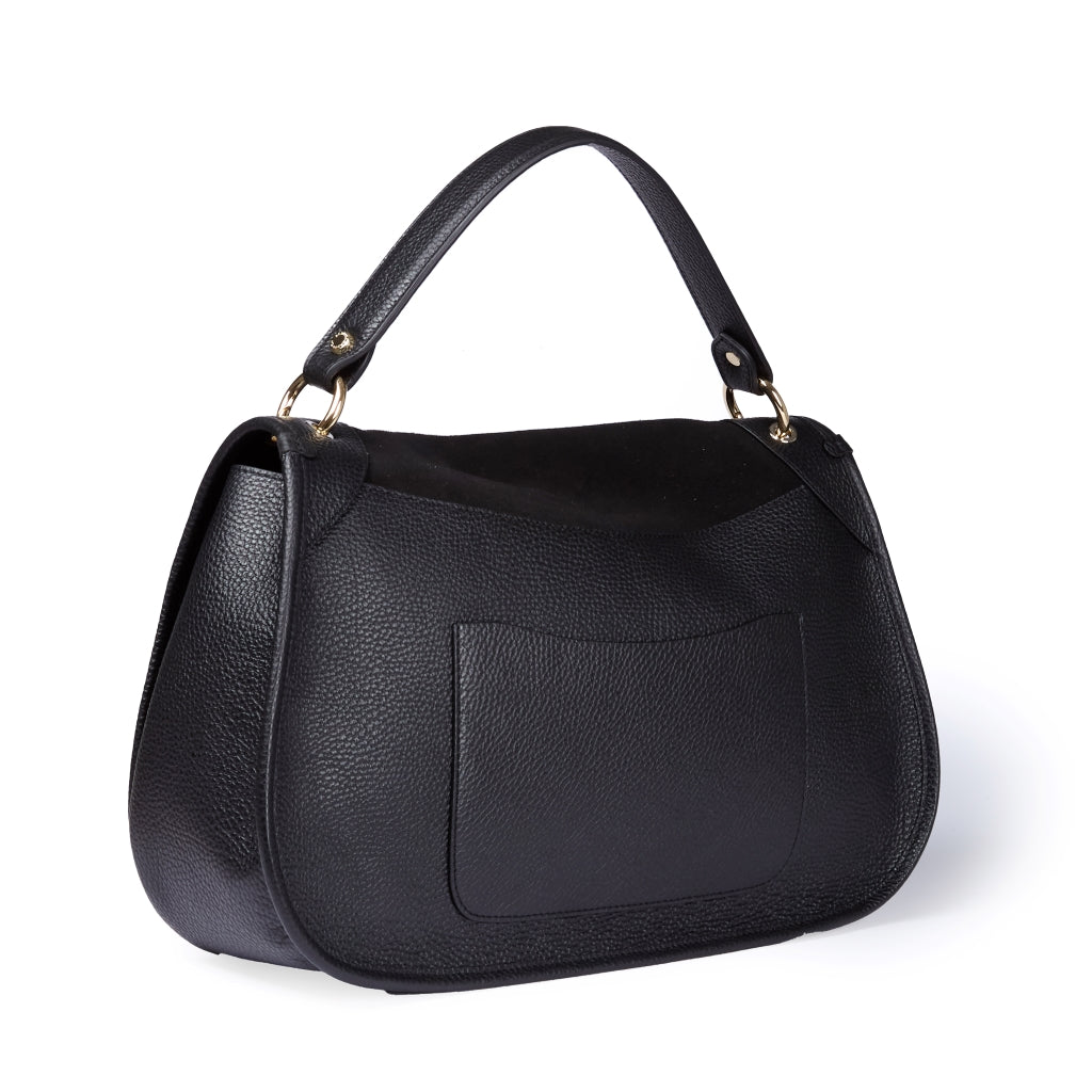 Roberta Suede – Borsa messenger large in camoscio e pelle martellata con tracolla regolabile