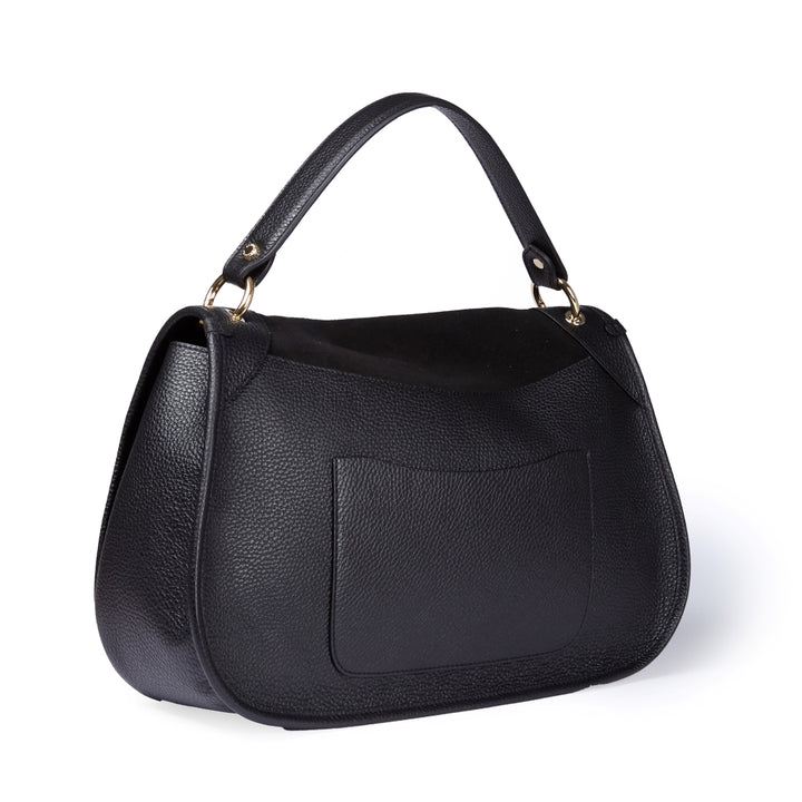 Roberta Suede – Borsa messenger large in camoscio e pelle martellata con tracolla regolabile