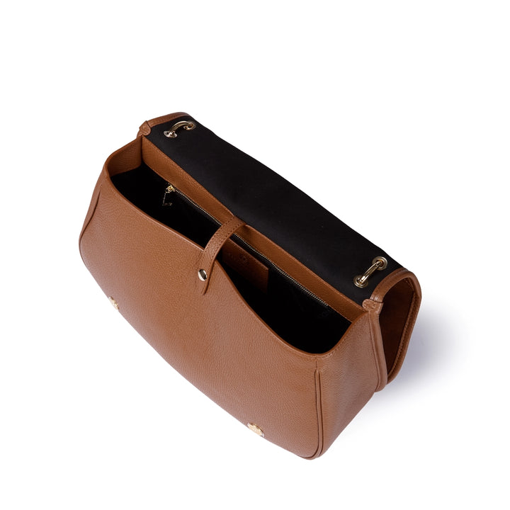 Roberta Suede – Borsa messenger large in camoscio e pelle martellata con tracolla regolabile