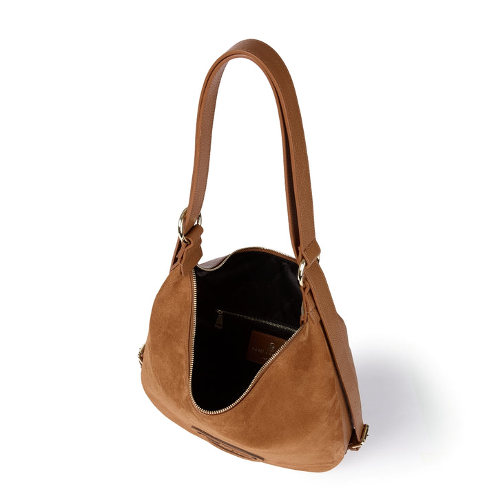 Roberta Suede – Convertible Suede & Leather Hobo Backpack