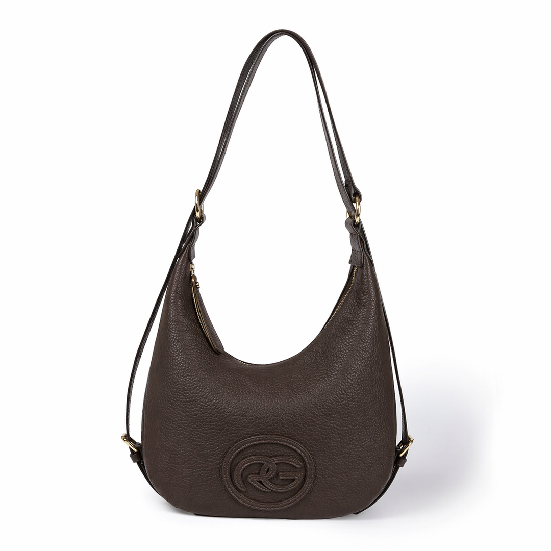 Roberta Convertible Shoulder Bag & Backpack – Grained Calfskin Leather with 3D RG Logo