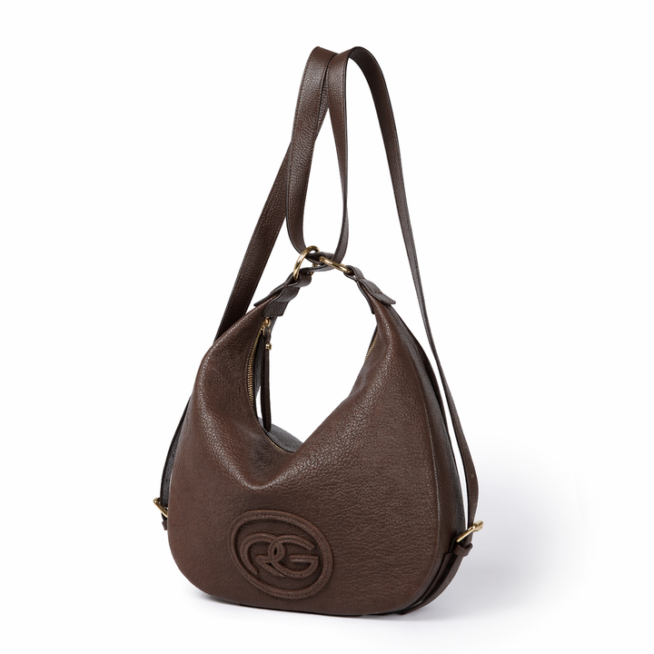 Roberta Convertible Shoulder Bag & Backpack – Grained Calfskin Leather with 3D RG Logo