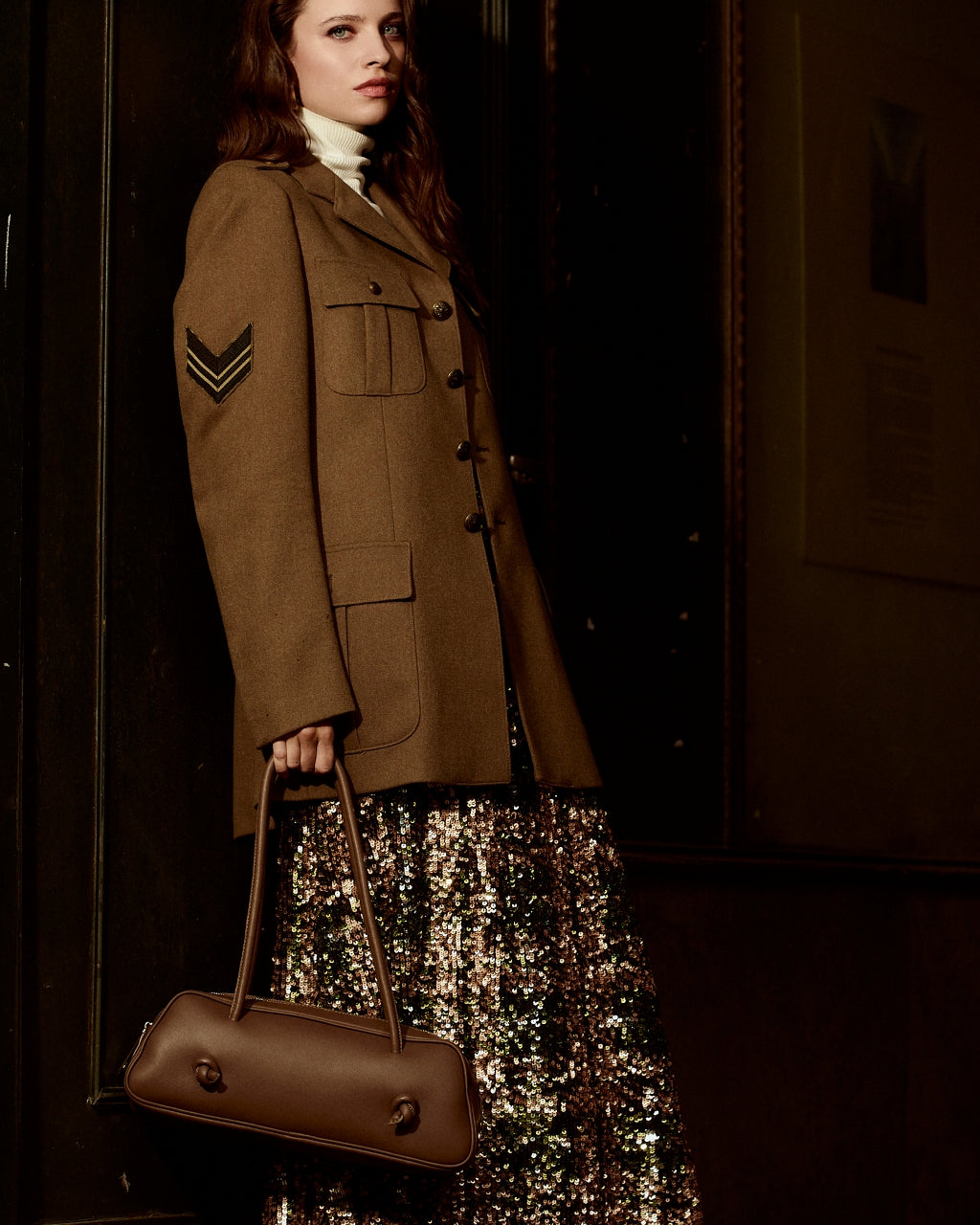 Grace woven elongated bag in braided calfskin
